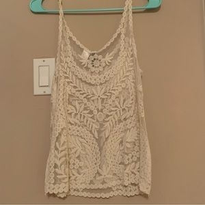 Cream Lace Tank-top